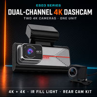 Caméra embarquée ES03 2 canaux 4K avec écran tactile IPS 3,69 pouces, WiFi, GPS, Time Lapse, moniteur de stationnement, DVR de voiture OEM