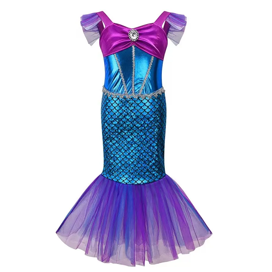 Robe de fête d'anniversaire pour petites filles Costumes de princesse Cosplay Robe de sirène