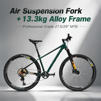 Prêt à être expédié, vélo de montagne 27,5/29 pouces, 1x11 vitesses, 11-46T, fourche à suspension pneumatique, frein à disque hydraulique, cadre en alliage léger de 13,3 kg