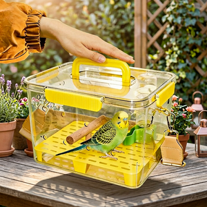 Jaula de Viaje Portátil Cuadrada Ecológica para Loros, Antiestrés, Semitransparente, para Uso en Interiores y Exteriores, Suministros para Aves - Product Image 5