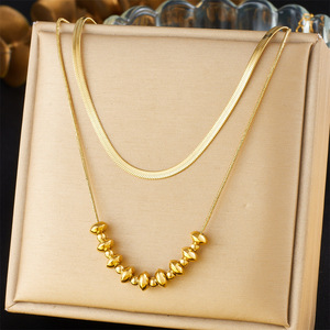 สร้อยคอโซ่ลายงูประดับลูกปัดชุบทอง ของขวัญเครื่องประดับแฟชั่น - Product Image 1