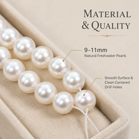 Chaîne de perles d'eau douce naturelles 9-11 mm Perles blanches Edison baroques plates 40 cm Vente en gros pour la fabrication de bijoux