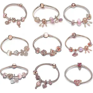Pulsera Pan Family, Superventas, Plata <span class=keywords><strong>S925</strong></span>, Oro Rosa, Regalo para el Día de San Valentín, con Logo, Estilo Versátil - Product Image 1