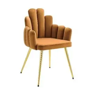 현대 식당 거실 가구 손가락 패턴 등받이 컴포트 암 의자 오렌지 벨벳 럭셔리 디닝 의자