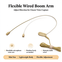 Microphone filaire beige MX153, micro-condensateur omnidirectionnel, mini-micro flexible avec crochet d'oreille pour interview et conférence