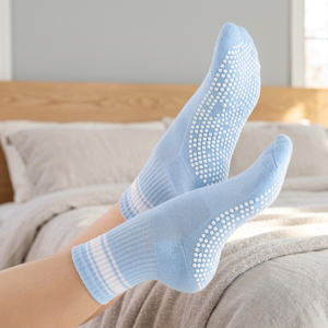 Crew Knitted Non-slip Sports <b>Socks</b> Taiwan Made Nylon Cotton Mid-Calf Yoga Pilates <b>Grip</b> <b>Socks</b> - Product Image 1