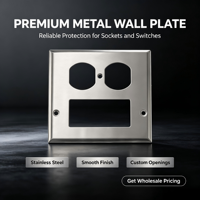 Plaque murale double 2 modules en acier inoxydable 430, prise duplex décorative, GFCI, norme NEC, pour usage intérieur commercial, OEM
