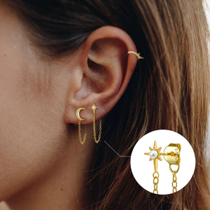 Aretes de Perlas Octogonales de Lujo con Baño de Oro de 18K, Tendencia 2023, Gran Venta - Product Image 4
