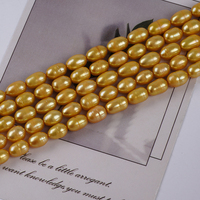 Brins de perles de culture d'eau douce teintes or des mers du Sud, forme riz, 7-8 mm, vente en gros pour la fabrication de bijoux