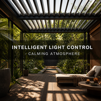 Pérgola Moderna Zen con Techo de Láminas Motorizadas, de Aluminio, para Jardín, Casa de Té, Espacio Privado de Retiro y Meditación
