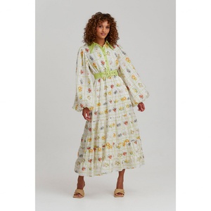 Vestido Largo Vintage de Alta Calidad al por Mayor con Estampado Floral Fresco y Fragmentado - Product Image 3