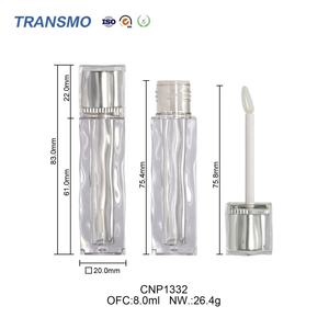 Tube de brillant à lèvres en cristal recyclable 8 ml, tube de brillant à lèvres en forme de glaçon 8 ml, tube en plastique à bouchon à vis ondulé pour brillant à lèvres - Product Image 2