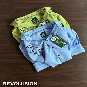 Revolution Brand Boys Premium Camisa de algodón de manga larga Elegante diseño estampado casual - Product Image 1