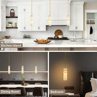 Lustre moderne en cristal Senfey pour îlot de cuisine, tube long, hauteur réglable, LED E12, pour chambre à coucher, salle à manger, hôtel