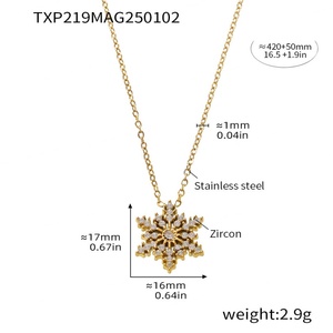 Collar con Colgante de Copo de Nieve Clásico para Mujer, Cadena de Clavícula de Acero Inoxidable, Gargantilla, Joyería de Moda para Navidad e Invierno, Regalo - Product Image 2