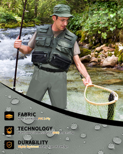 <span class=keywords><strong>Cuissardes</strong></span> imperméables de pêche à la mouche pour hommes <span class=keywords><strong>Cuissardes</strong></span> de poitrine en PVC en nylon 3 plis avec <span class=keywords><strong>bottes</strong></span> pour la chasse au canard Bootfoot léger - Product Image 6