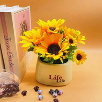 Bonsaï de tournesol en soie artificielle fait main, décoration d'intérieur, accessoires de photographie, style européen réaliste, idéal pour la Saint-Valentin