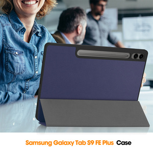 Étui pour tablette en cuir PU à trois volets pour <span class=keywords><strong>Samsung</strong></span> <span class=keywords><strong>Tab</strong></span> S9 S10 <span class=keywords><strong>LITE</strong></span> FE S8 S7 <span class=keywords><strong>S6</strong></span> A9 A8 11 pouces PC Hard Shell Solid Color Flip Cover - Product Image 4
