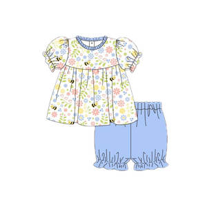 GSSO2213 Ensemble décontracté pour petite fille active, imprimé étoiles noires, manches courtes, vente en gros pour enfants - Product Image 3