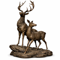 Statue de cerf en laiton sur mesure, taille réelle, sculpture animale pour la décoration de jardin extérieur