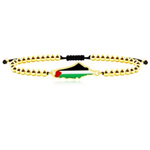 Pulsera al por mayor personalizada con mapa palestino - Joyería de la libertad con cuentas de acero inoxidable y cadena de circonita esmaltada para hombres y mujeres, ¡salva Gaza! - Product Image 5