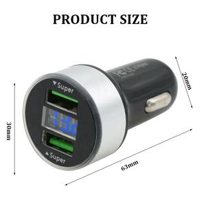 Chargeur de voiture 120W charge rapide 2 ports USB adaptateur pour <span class=keywords><strong>IPhone</strong></span> Samsung Xiaomi chargeurs de charge rapide avec affichage numérique - Product Image 2