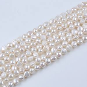 Perlas de Agua Dulce Naturales Blancas de 6-7 mm con Forma Barroca y Perforaciones Laterales Dobles para Collares DIY - Product Image 4