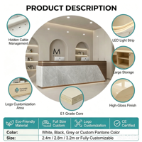 Comptoir d'accueil moderne et minimaliste en MDF écologique et durable pour hall d'hôtel et bureau d'entreprise