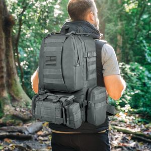 4 in 1 Combo 60L Large Capacity Mens Daypack Detachable Molle Rucksack Waterproof Camping <b>Trekking</b> Hunting Tactical <b>Backpack</b> - Product Image 4
