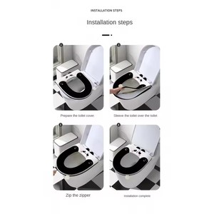 Funda para asiento de inodoro para el hogar, lavable, ecológica, impermeable, universal para las cuatro estaciones, cojín cálido para inodoro de invierno, suave y con diseño de panda. - Product Image 4