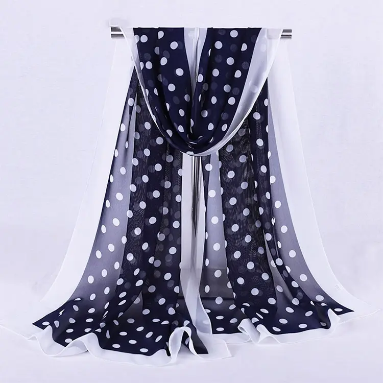 Hot Selling FENNYSUN 50X160 Small Long Polyester Scarves Black Red Mid-dots Classic Chiffon Brown Scarf Ladies Hijab Supplier