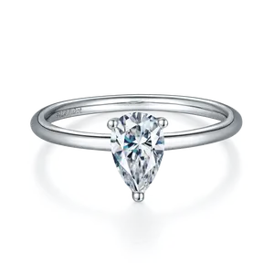 NINE'S Dropshipping brillante 925 argento di alta qualità taglio pera Moissanite diamante anello anello di fidanzamento perfetto per il regalo