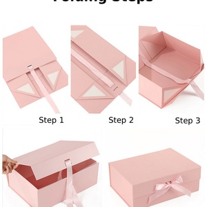 Present Luxury Folding Magnetic Closure Rigid Cardboard Gift <b>Box</b> with Ribbon Birthday <b>Party</b> Favor Unique Gift <b>Box</b> Set Packaging - Product Image 5