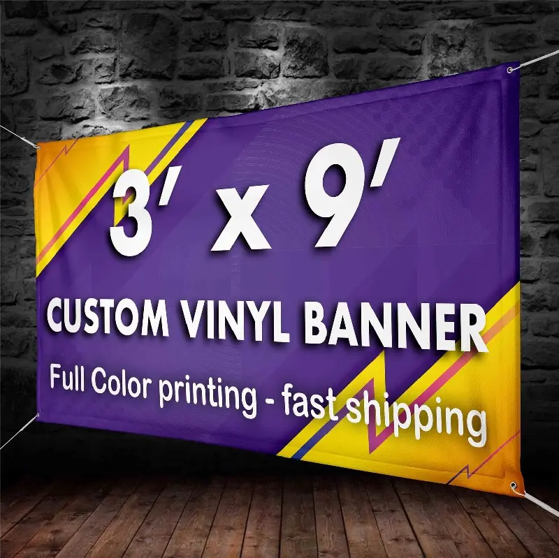 Full Color Gedrukte Reclameborden Banners Custom 13 Oz Bewegwijzering Evenement Banner Verjaardagsfeestje Effen Vinyl Banner