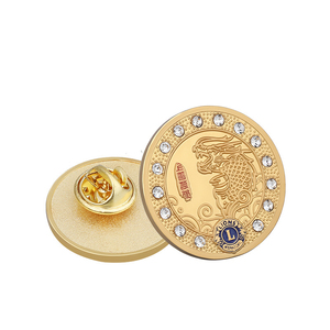 Épinglette de revers en métal avec logo de dragon et de phénix, fabrication chinoise, épinglette de club de lion en émail doux - Product Image 1