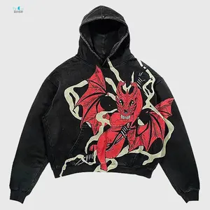 Autumn And Winter High Quality Street Hip Hop Jumper Custom 460gsm Cotton Oversized Loose Logo Embroidered Men's Hoodies