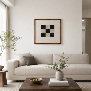 Geometric Tile Composition Pine Wood Wall Art <b>Canvas</b> Wabi Sabi Large Hand Painted Oil Painting on <b>Canvas</b> for Home Decoration - Product Image 1