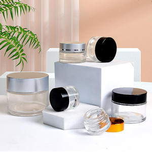 30g 50g 80g <span class=keywords><strong>petit</strong></span> pot de crème cosmétique en verre vide de luxe avec couvercle cuillère pour emballage de soins de la peau <span class=keywords><strong>beurre</strong></span> corporel baume pour le visage - Product Image 1