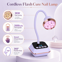 Lampe à ongles sans fil à polymérisation rapide 36W Lotus UV LED avec flexible à 360° et capteur automatique, séchoir à ongles de bureau pour capsules acryliques