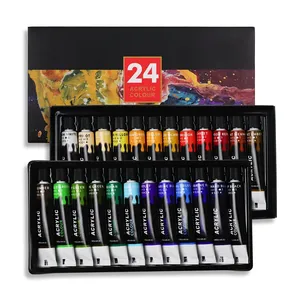 Pintura acrílica 12 24 36 colores 12ml pintura acrílica pintura pintada a mano Diy juego impermeable en caja al por mayor