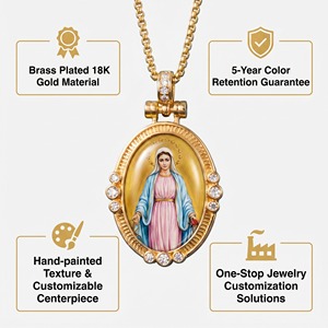 Colgante Ovalado Moderno Religioso de Latón con Imitación de Perla y Esmalte, Recuerdo de Nuestra Señora de <span class=keywords><strong>Medjugorje</strong></span>, Venta al por Mayor para Europa y EE. UU. - Product Image 3