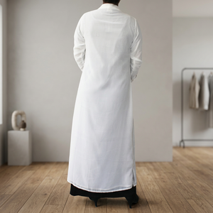 Abaya Kaftan en Georgette Blanche de Haute Qualité, Dernier Design 2026, pour Femmes, Vêtement Islamique, avec Broderie aux Poignets, Tissu Mousseline, Idéal pour l'Aïd - Product Image 3