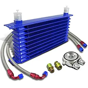 AN10 Inlet 10Rows 19แถวน้ำมันเครื่องคูลเลอร์สีน้ำเงิน/แดง/ดำ HaoFa Oil Cooler วัสดุอลูมิเนียมอัลลอยด์ชนิดญี่ปุ่น