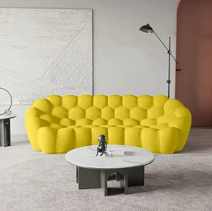 फैशन डिजाइन लक्जरी घुमावदार हनीकॉम्ब लिविंग रूम विला सोफा नरम मखमली कपड़े आधुनिक लक्जरी बुलबुला सोफा - Product Image 5