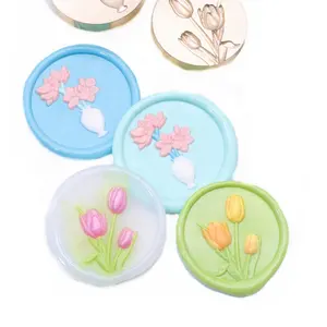 Sello de cera de flor de tulipán, hermosa cabeza de cobre, 3D - Product Image 1