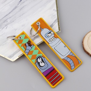 Hotsale 9 Designs American Series Friends Cartoon Woven Label <b>Keychain</b> <b>Anime</b> Hanging Embroidered Decoration Fabric - Product Image 3
