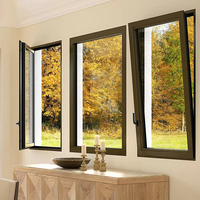 Ventanas Abatibles Verticales Impermeables e Insonorizadas, de Doble Acristalamiento Templado, Antipolvo, para Exteriores, Cocina, Oficina, Edificio, Aluminio