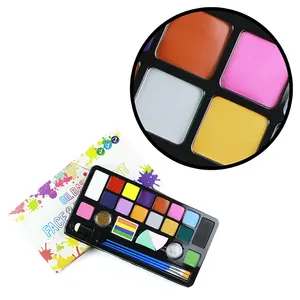 Marque privée 16 couleurs à base d'huile visage corps peinture kit avec paillettes pochoirs fendu arc-en-ciel visage peinture ensemble pour enfants bricolage