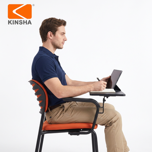 Chaise de bureau multifonctionnelle en tissu orange KINSHA, structure métallique, accoudoirs fixes, empilable, design moderne, utilisation à domicile ou dans la chambre, modèle XE-PT - Product Image 1