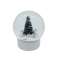 Pineneedle árvore de natal, venda direta, 100mm, estilo simples, globo de neve, com floco de neve branco, para decoração moderna de casa